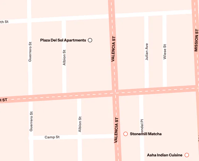 Map of Manny’s, 3092 16th Street, San Francisco, CA 94103, in the Mission between Valencia and Mission Streets